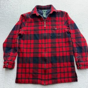 Lauren Ralph Lauren Red Plaid Lambswool Full Zip Jacket Womens Medium